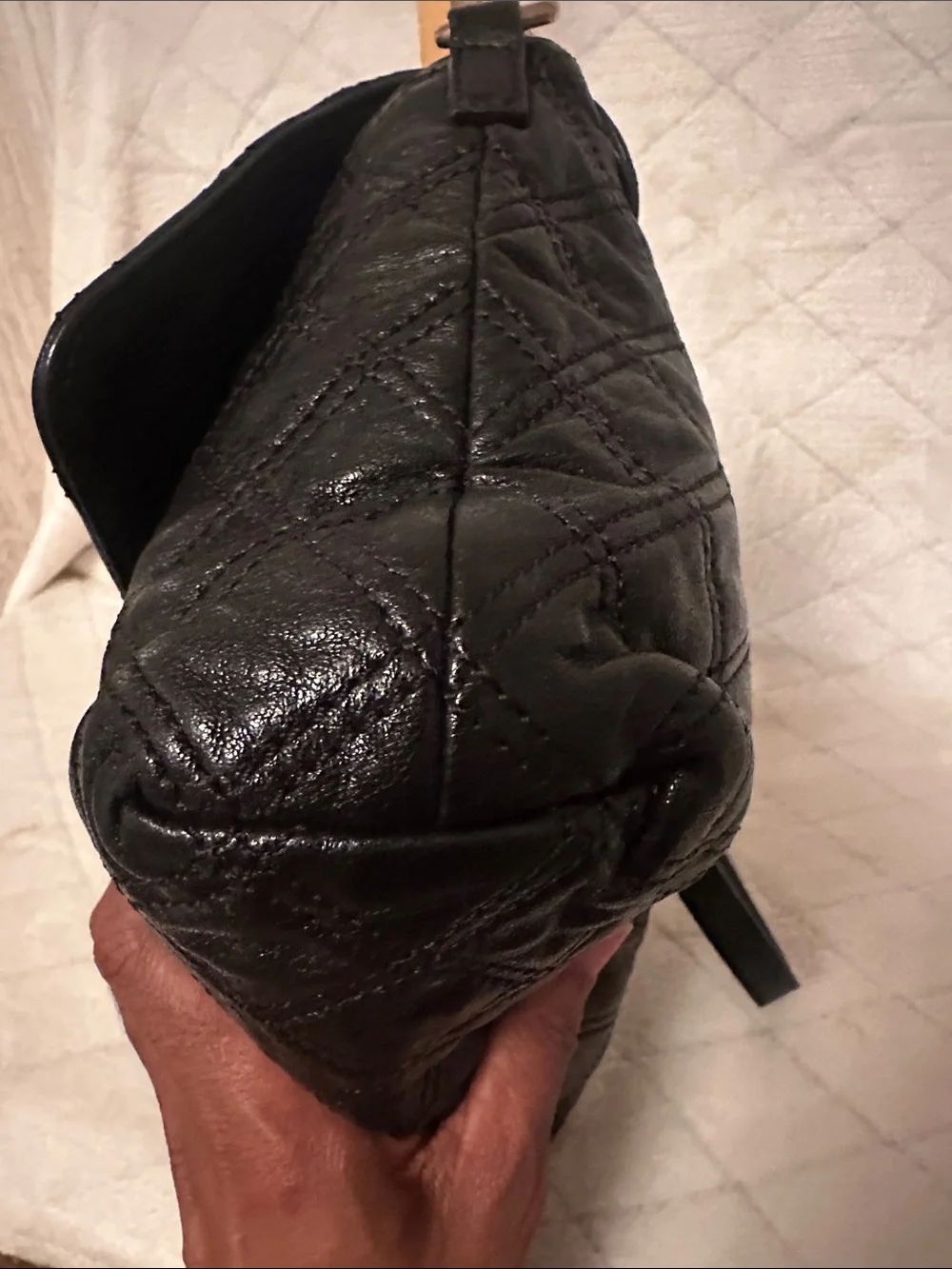 Marc Jacobs  Black Quilted Leather Shoulder Bag with Gold Hardware